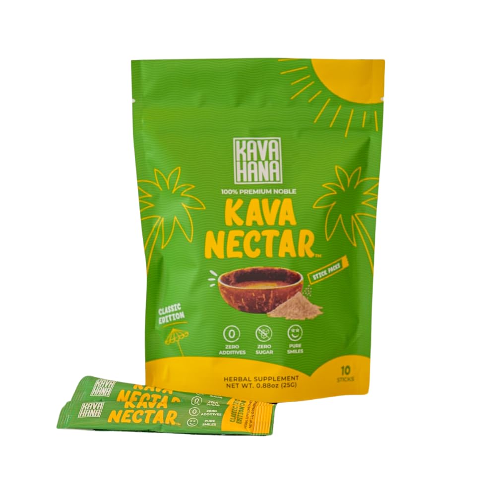 Kavahana Nectar Classic Ceremonial Grade Noble Kava Nectar Powder Stick Packs – Edendab sotsiaalset tõusu, lõõgastust ja stressitoetust, Instant Kava Dried Kava Mahl
