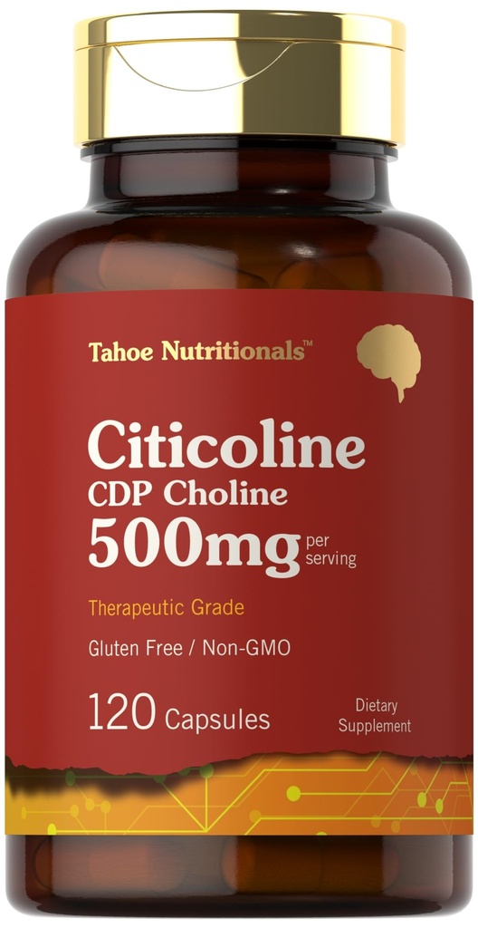 Tahoe Nutritionals Citicoline 500mg | 120 kapslit | CDP koliinilisandid | Therapeutic Grade | Gluteenivaba, Non-GMO