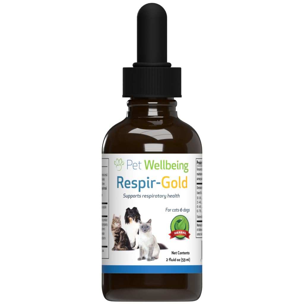 Lemmikloomade heaolu Respir-Gold kassidele - toetab tervislikku hingamist, Open Airways, hingamisteede tugi, Black Cumin, Horehound, Grindelia - Veterinaar-Formuleeritud Taimne täiendus 2 fl oz (59 ml)
