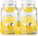 softbear Kaalium Gummies täiskasvanutele, Suhkruvaba Kaalium Magneesium Lisandit Vitamiin B6 CoQ10 Lihaskrambid Vegan Ananass Maitse 120 Gummies