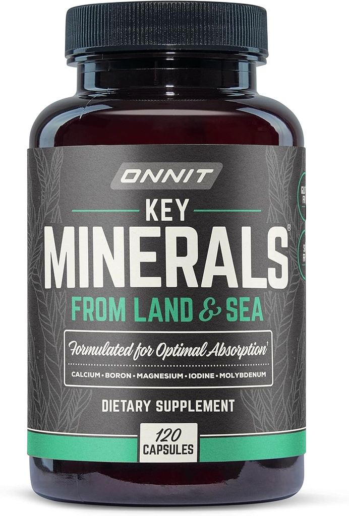 Onnit Key Minerals: Kaltsium, Magneesium, Molübdeen ja joodilisandi (120ct)