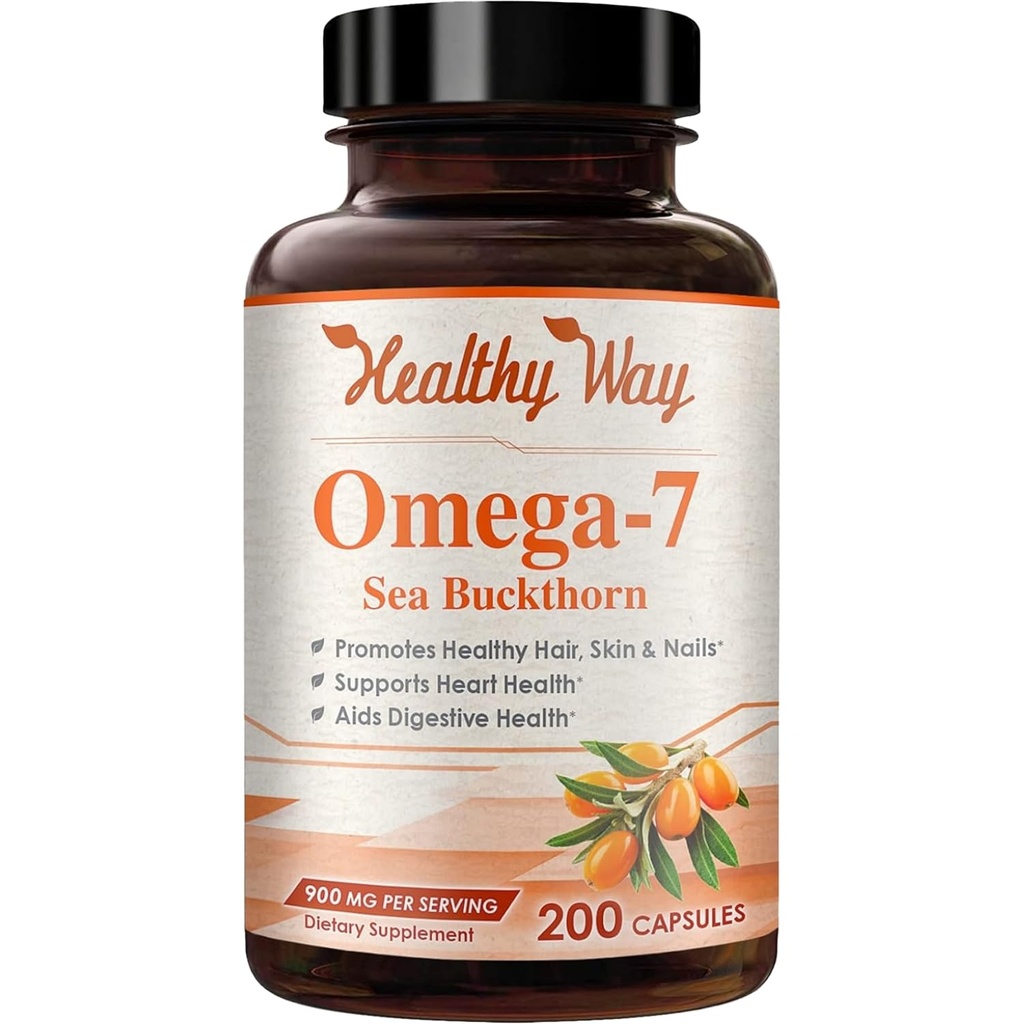 Pure Omega 7 rasvhapped 200 kapslit 900mg Natural Sea Buckthorn Oil , NON- GMO USA Made