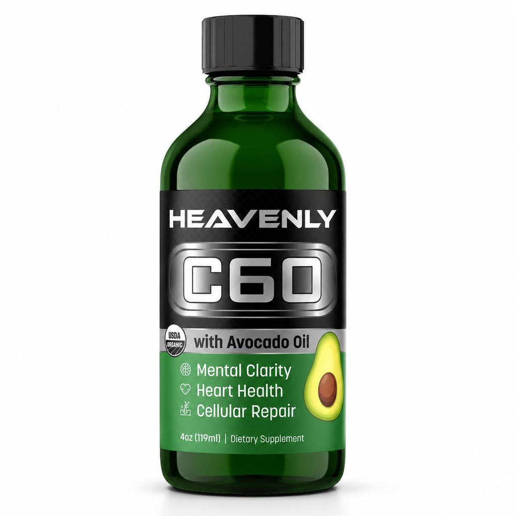 HNP Labs C60 Avokaadoõli Külmpressitud orgaaniline - Suurendage energiat, vaimset selgust, aeglast vananemist loomulikult ja jõudlust - 99,99% sublimeeritud C60 USA Made Organic Avocado Oil - GMP sertifitseeritud ohutuseks