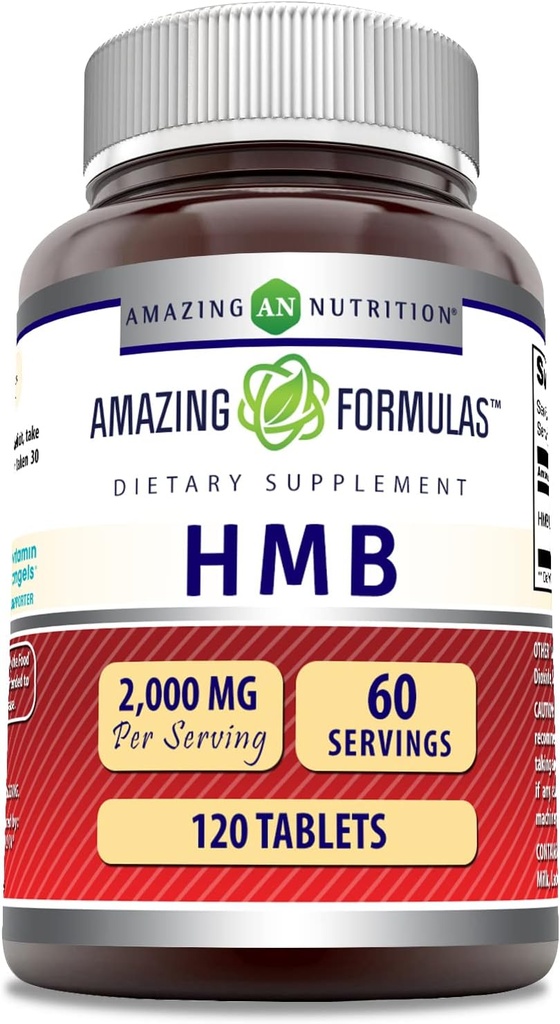 Amazing valemid HMB (Beeta-Hydroxy Beta-Methylbutyrate) täiendus | 2000 Mg per Serving | 120 tabletti | Non-GMO | Gluteenivaba | Valmistatud USAs