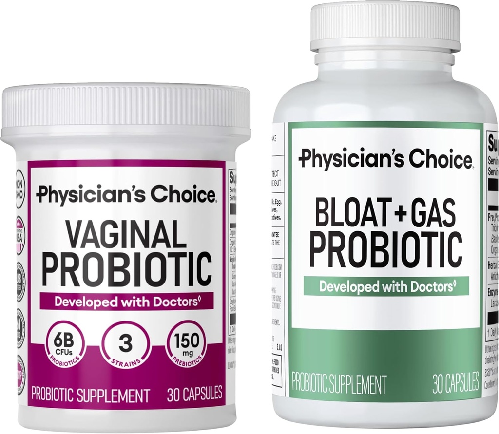 Arsti Vaginaalne Tervis Probiootikum 30ct + Bloat & Gas Probiootikum 30ct - Igakuine Relief Combo naistele