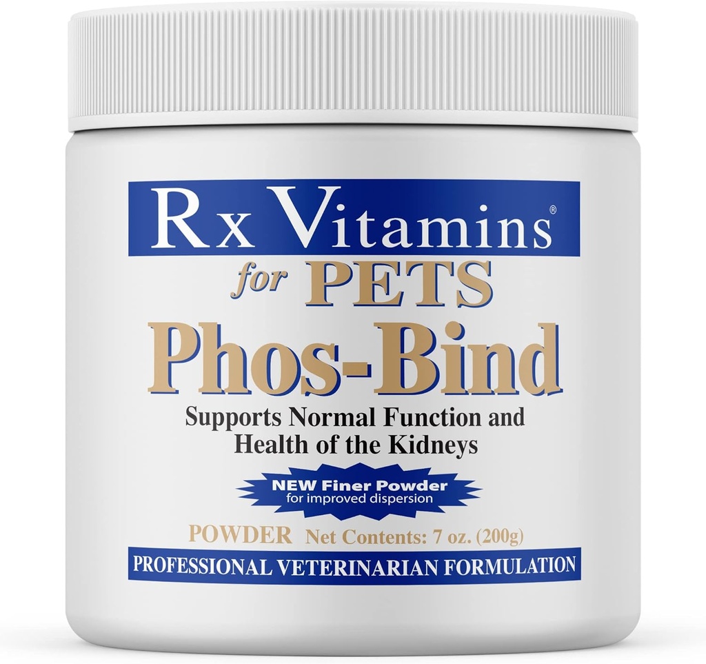Rx Vitamiinid Phos-Bind - Neerutoetus Toidulisand Pulber - Fosfate Binder kassidele ja koertele neerude tervise jaoks - toetab normaalset neerupuhastust ja hädavajalikku neeruhooldust - 200g
