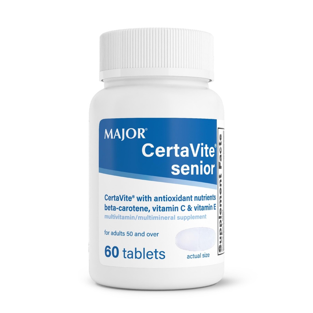 MAJOR CertaVite Senior Multivitamiinid Antioksüdandid - Multivitamiin naistele ja meestele beeta-karoteen, raud, vitamiin C & E - toetab immuunsust, energiat ja visiooni - 60 tabletti