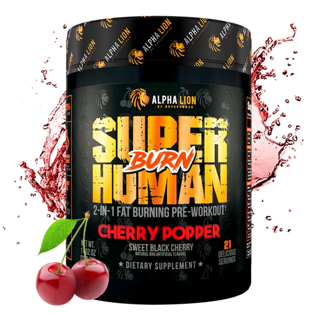 ALPHA LION Superhuman Burn - 2 in 1 Metabolism Booster Pre Workout ja termogeenne rasvapõletaja meestele - isu vähendav ja kaalulangus täiendada (21 Servings, Sweet Black Cherry Maitse)