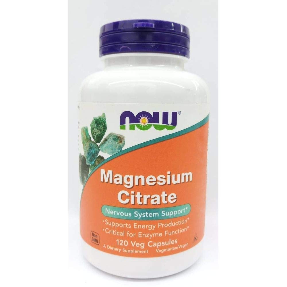 NOW toidulisandid, magneesiumtsitraat, ensüümifunktsioon *, närvisüsteemi tugi *, 120 Veg kapslit
