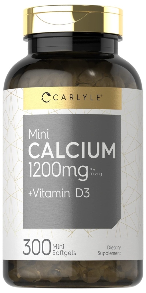 Carlyle Calcium 1200 mg vitamiin D3 | 300 Softgels | Mitte-GMO ja gluteeni vaba täiendus