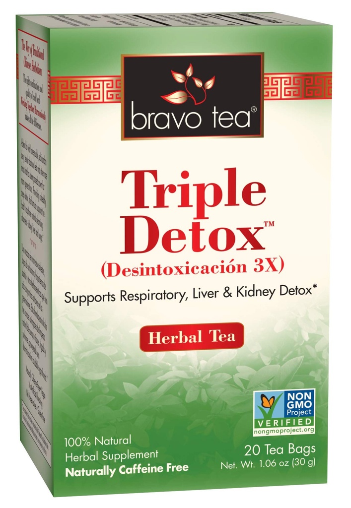 Bravo Tea Triple Detox Taimne Tee Kofeiin tasuta, 20 teekotid