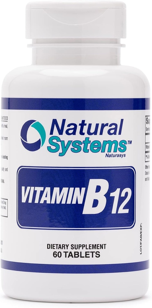 Vitamiin B12 60 tabletti 1000 mcg looduslike süsteemide järgi - B12 vitamiinid 1000mg täiskasvanutele aitab stimuleerida mälu * - Vitamiin B12 1000 mcg hea seedimise jaoks * - Vitamiin B12 Energia metabolismi toetus *