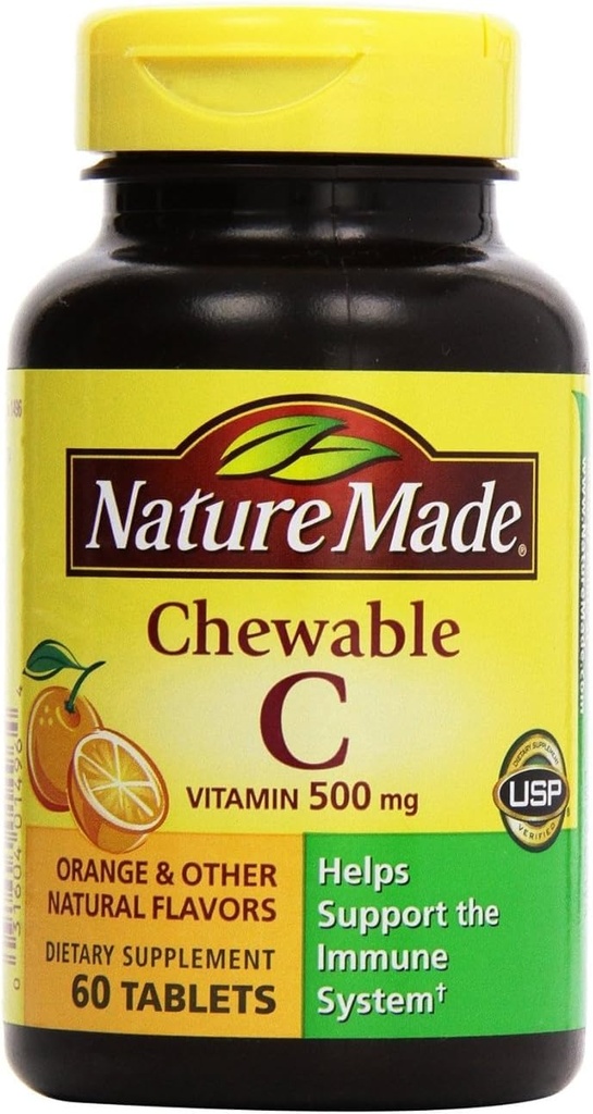 Nature Made - vitamiin C 500 mg, 120 närimistabletti (kaksikpakend 2 x 60)