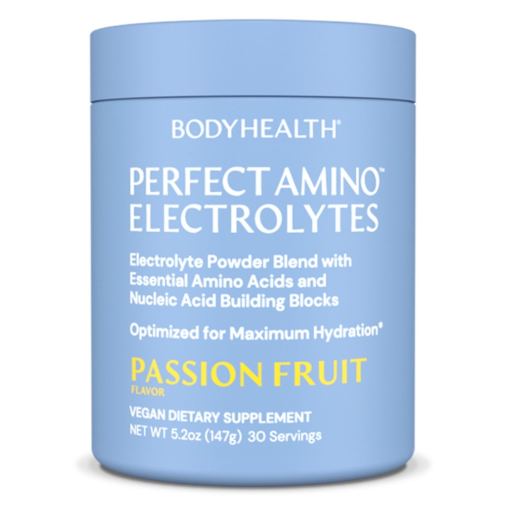 BodyHealth PerfectAmino Elektrolüüdid Pulber Ei Suhkrut, Hüdreerimine Paastumine Keto Null Suhkru Elektrolüüdid Jooge Segu Trace Mineraalidega - Passion Fruit - 30 Servings