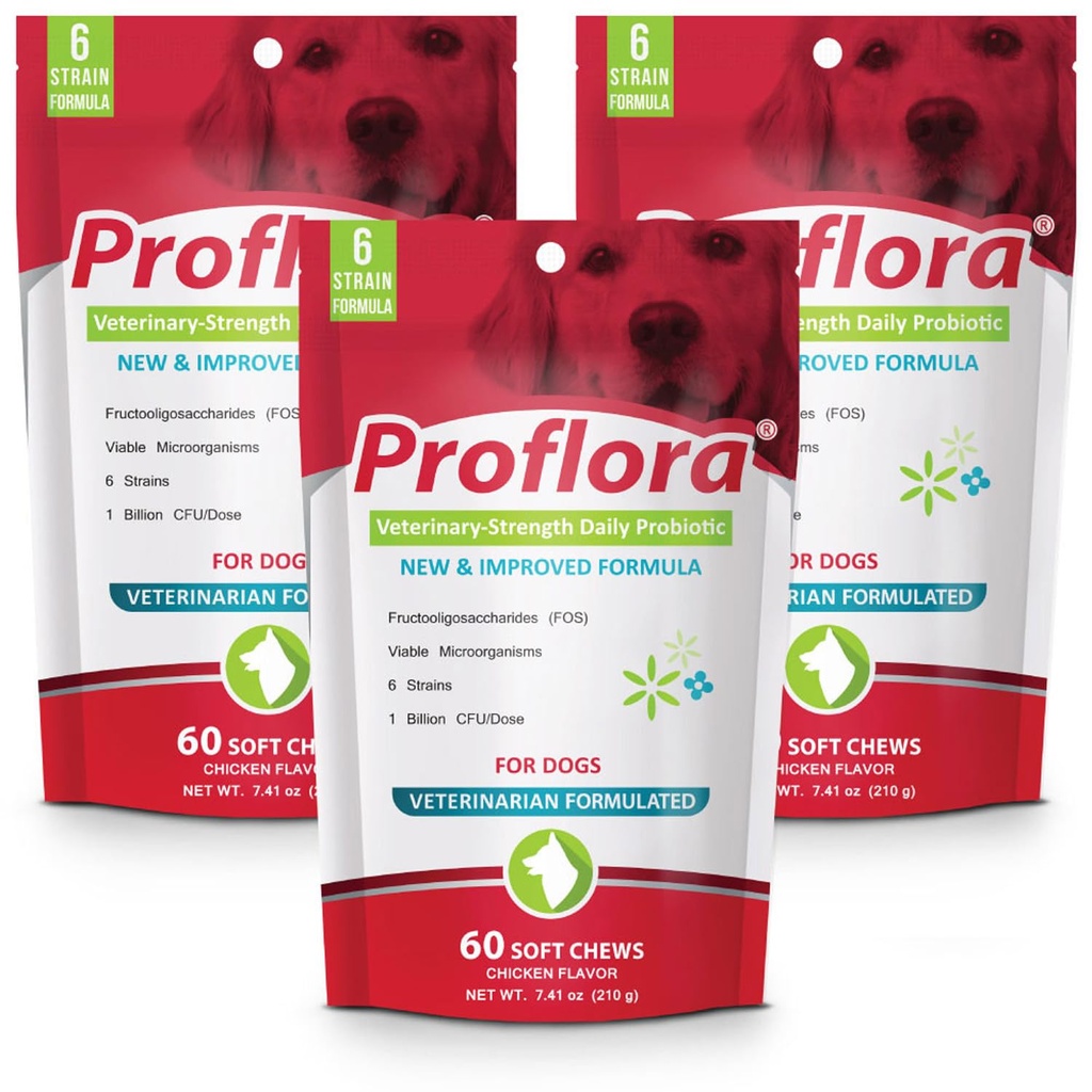 Proflora probiootilised pehmed närid koertele - veterinaarne tugevus igapäevane probiootikum - seedetrakti tervis - immuunsüsteemi tugevdamine - naha ja kate tervis - 180 pehmet närimist