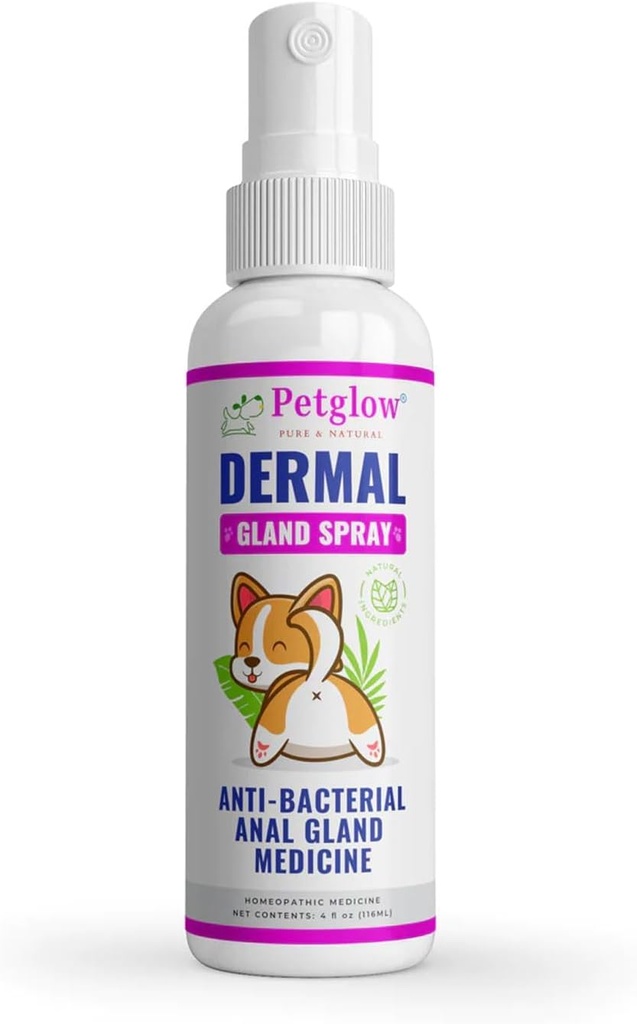 Petglow Anal Gland Medicine, Anal puhastamine koertele, Anal Gland Support, Pet Grooming Spray, Ravib ja Ennetab Koera Anal Gland Infektsioon, Kasside Anal Gland Relief Hügieen Spray - 4 fl oz