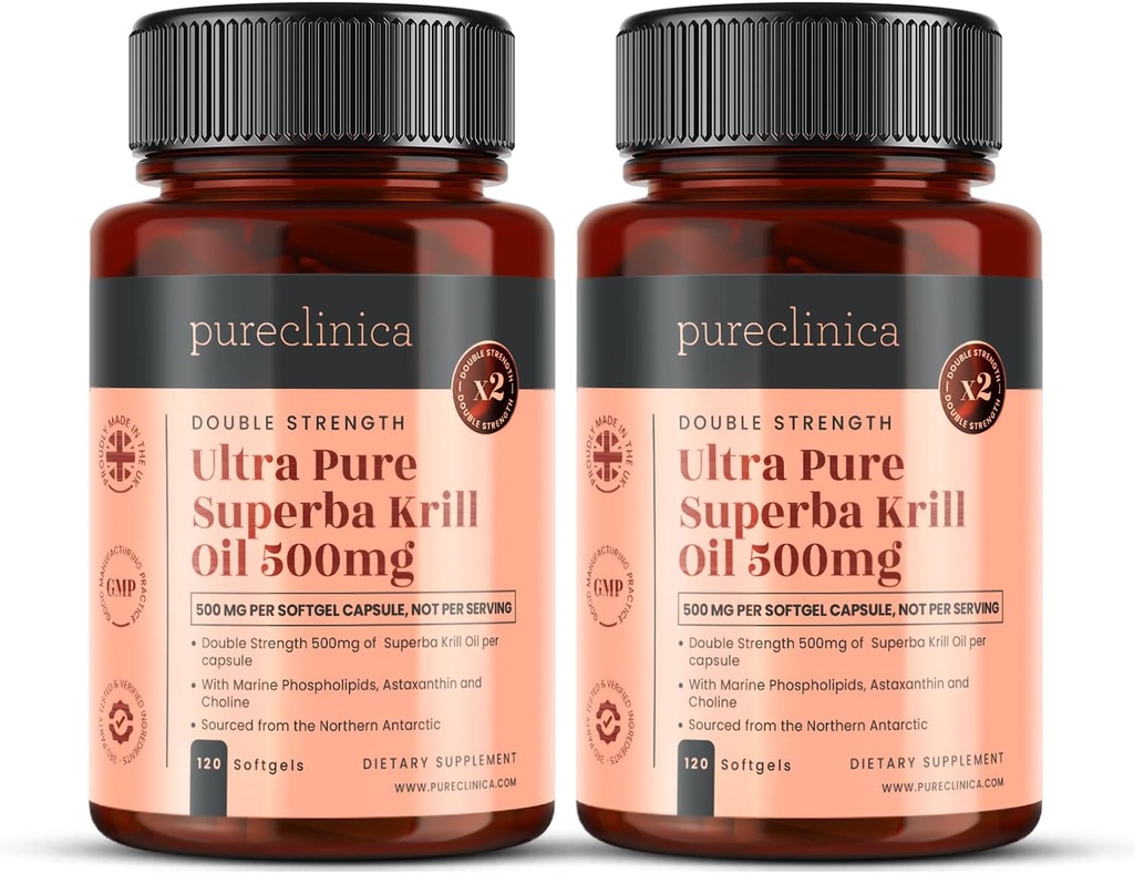 Ultra puhas krillõli 500mg x 240 kapslit (2 pudelit) - pärineb Antarktika saastamata vetest, pakkudes rikkalikku astaksantiini, oomega 3 ja D-vitamiini varu