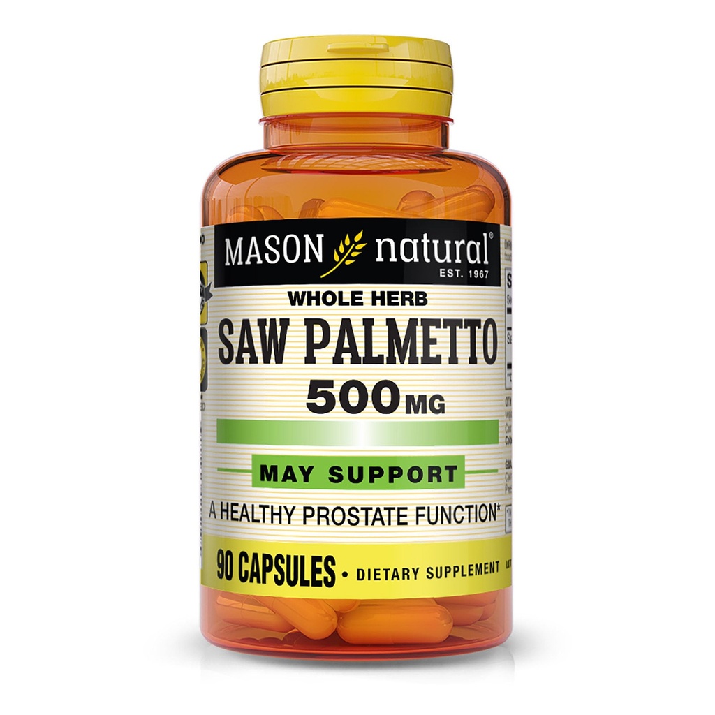 MASON NATURAL Saw Palmetto 500 mg, toetab eesnäärme tervist ja kuseteede funktsiooni, 90 kapslit
