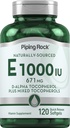 Torukivimi vitamiin E 1000 IU Softgels | 120 loend | D-Alfa ja segatud tokoferoolidega | Gluteenivaba, mitte-GMO lisand