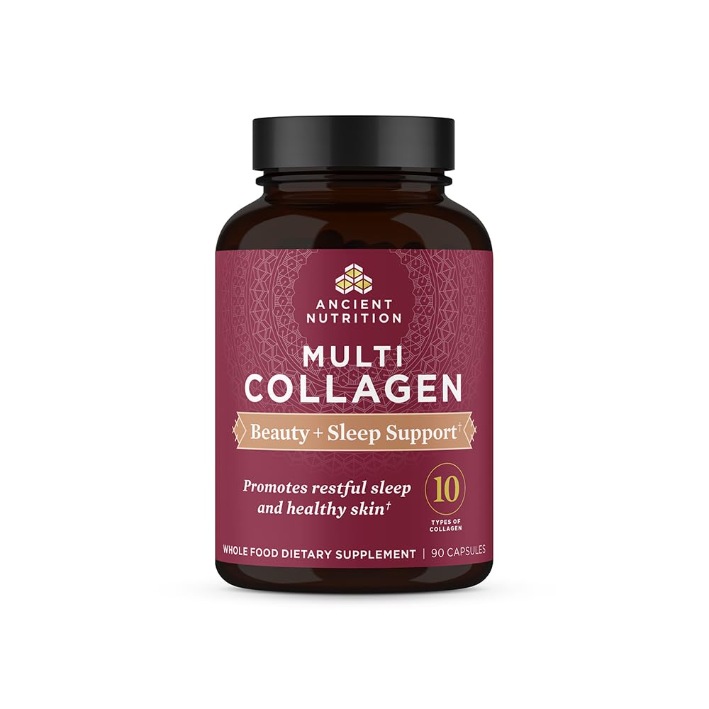 Ancient Nutrition kollageeni pillid juustele, nahale ja küüntele, ilu + uni 90 Ct, kollageenilisand + magneesium, toetab nahka ja küüneid, magada, paleo ja Keto sõbralik, gluteenivaba
