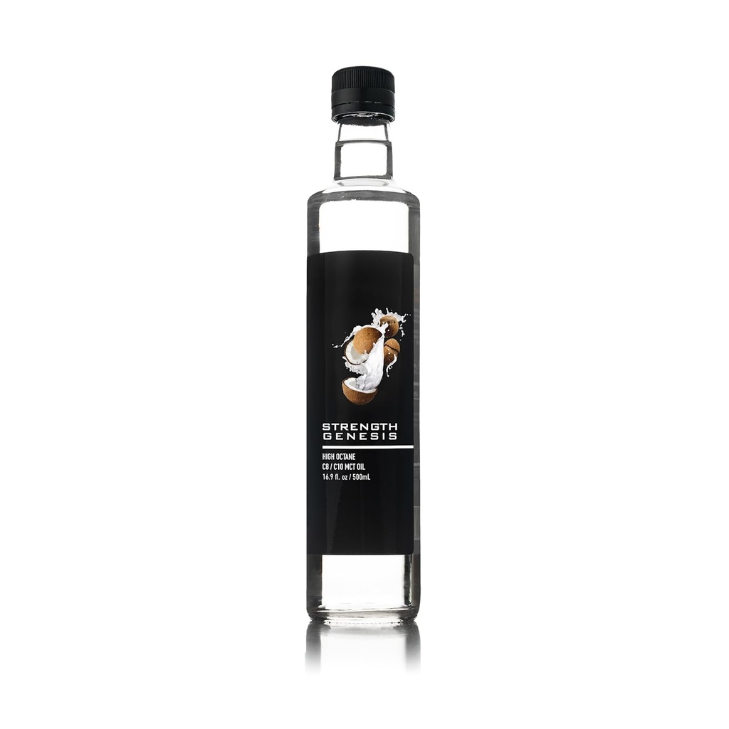 Premium MCT Oil High Octane C8 C10 MCT Oil 500ML BPA Free Glass Bottle | Best MCT Keto Coffee, Tea, Smoothies | Pure MCT Coconut Oil 60% C8 40% C10 Non-GMO Coconuts Gluten Free Maitsestamata