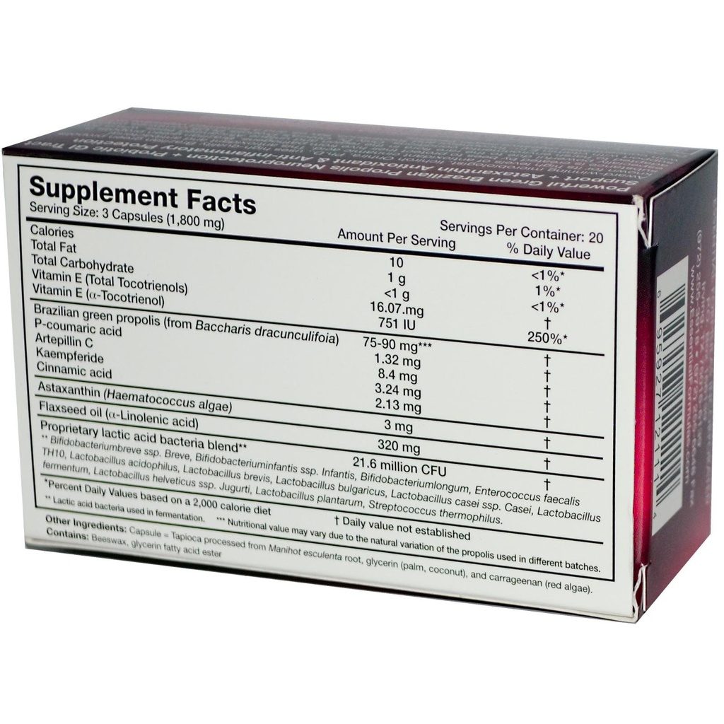 Dr. Ohhira Propolis Plus 60 kapslit Brasiilia rohelise propolise, probiootilise ekstrakti ja astaksantiiniga