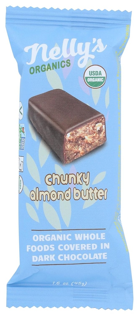 Nellys Organics Organic Dark Chocolate Chunky Almond Butter Bar, 1, 6 Oz