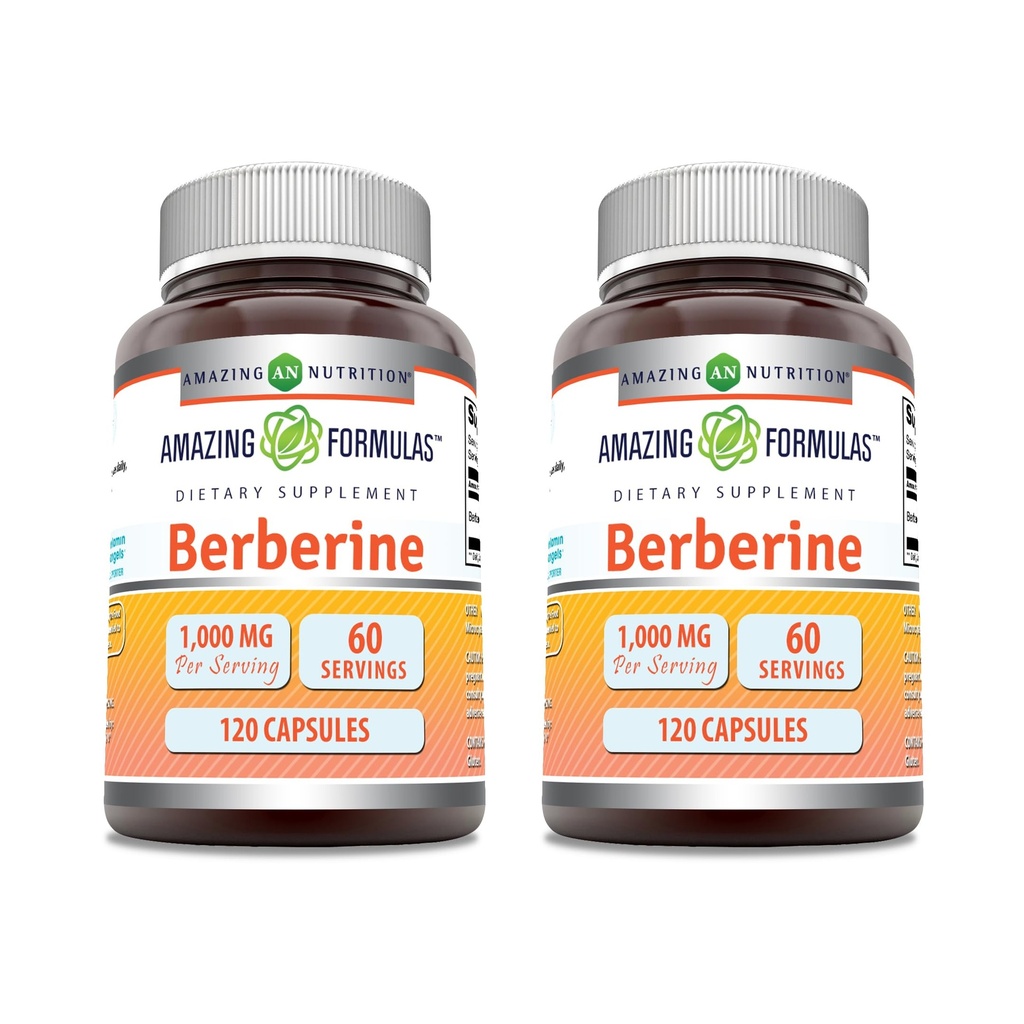 Amazing Formulas Berberine 1000mg Per Serving Kapslid Supplement | Non GMO | Gluteenivaba | Valmistatud USAs (120 | 2 Pack)
