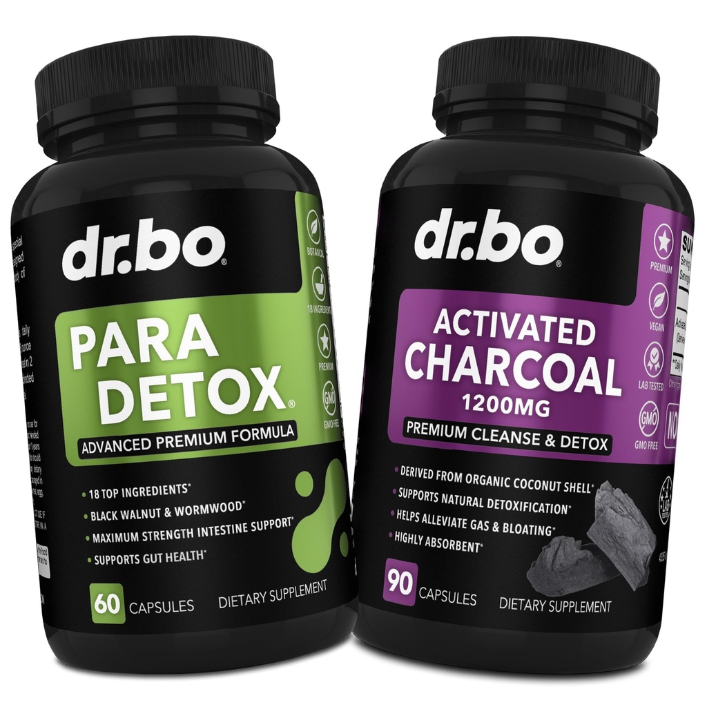 Body Detox Cleanse & Charcoal Kapslid - Soole seedeelundite tugilisandid kõhusoole tervisele - Pro Gut Health Intestine Supplement Binder Magus - Koidupuu Black Walnut Complex & Cloves