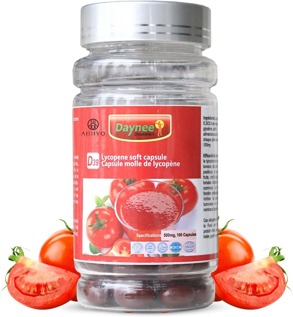 AIHIYO Lükopeen Pehmekapsel , 100 mg Tomatilisandi ekstrakt , orgaaniline kompleksvalem , 500 mg kapsli kohta , 100 Softgel