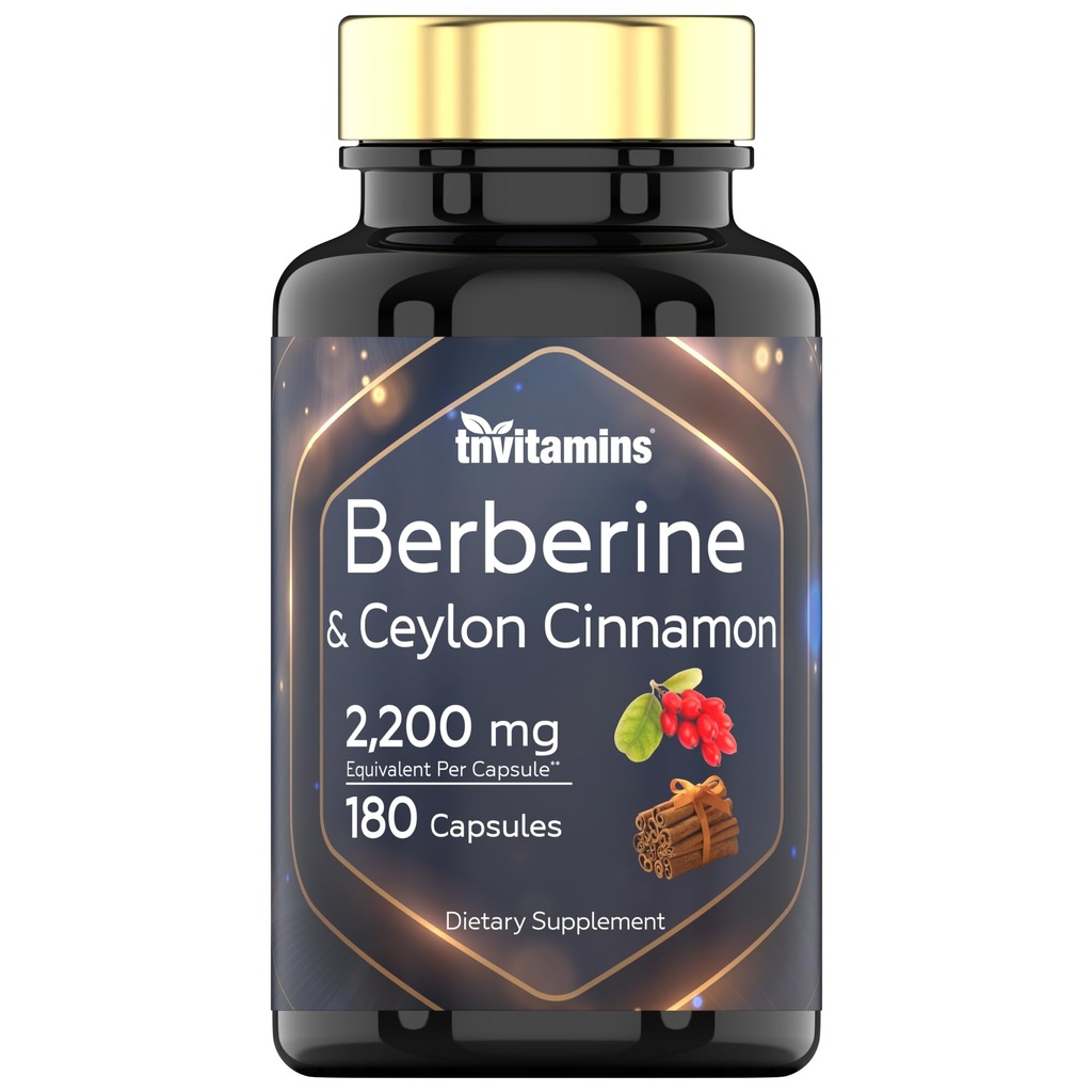 Berberiin koos Ceyloni kaneeliga: 2200 mg kapsli kohta - 180 kapslit | looduslik berberiini lisand südame-veresoonkonna ja tsirkulatsioonisüsteemi tervisele * | 6 kuu pakkumine | valmistatud USAs!