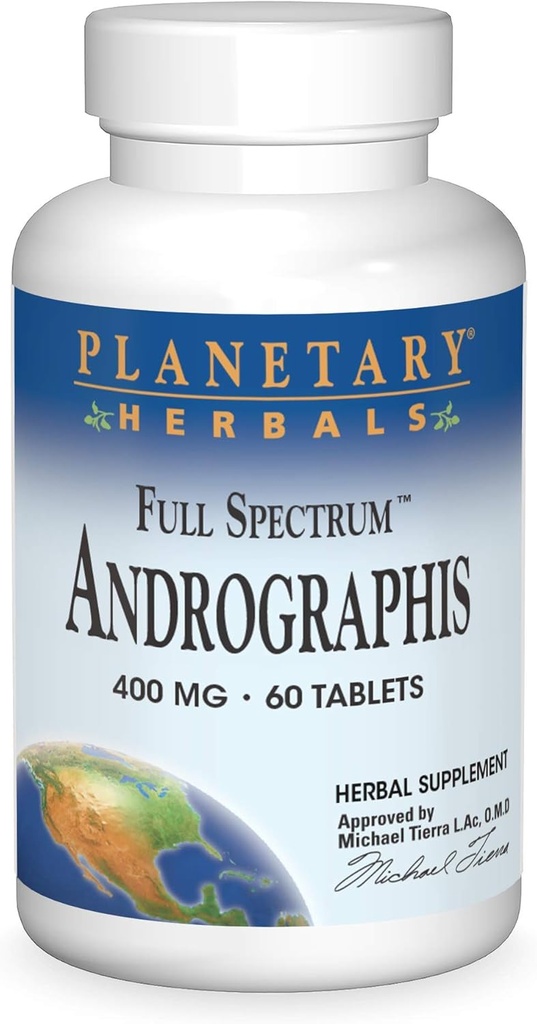 Planetaarsed taimed Täisspektriga Andrographis 400mg - Ayurveda ürdi - 60 tabletti