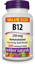 Webber Naturals Vitamiin B12 250 μg Metüülkobalamiin, 200 Sublingvaalne tablett
