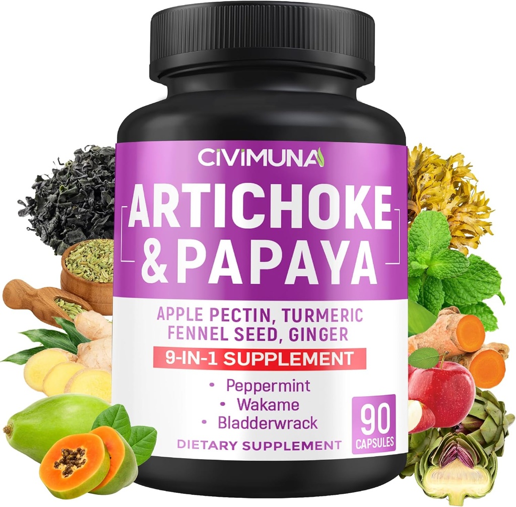Artišoki kapslid artišoki, Papaya, Apple Pectin ja rohkem - 90 kapslit 3 kuu pakkumiseks