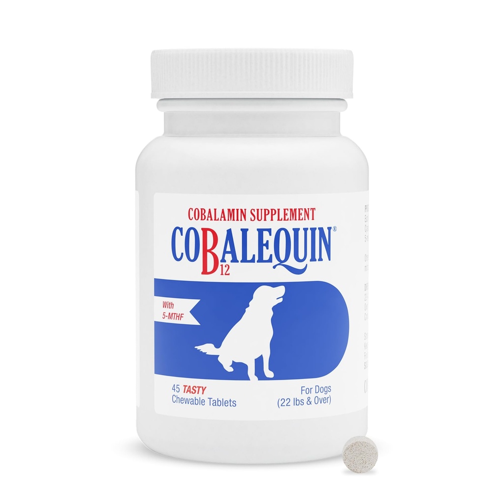 Nutramax Laboratories Cobalequin B12 toidulisand keskmistele kuni suurtele koertele, 45 närimistabletti, hüdrolüüsitud kana, 2,08 untsi