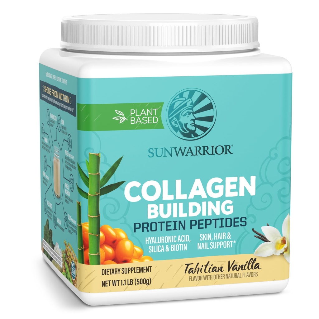 Vegankollageenvalgu pulber Taimepõhine | Hüaluroonhappe mineraalid Biotiin Sojavaba Piimavaba Gluteenivaba NON-GMO | Vanilla 20 Servings | Kollageen Ehituspeptiidid Sunwarrior