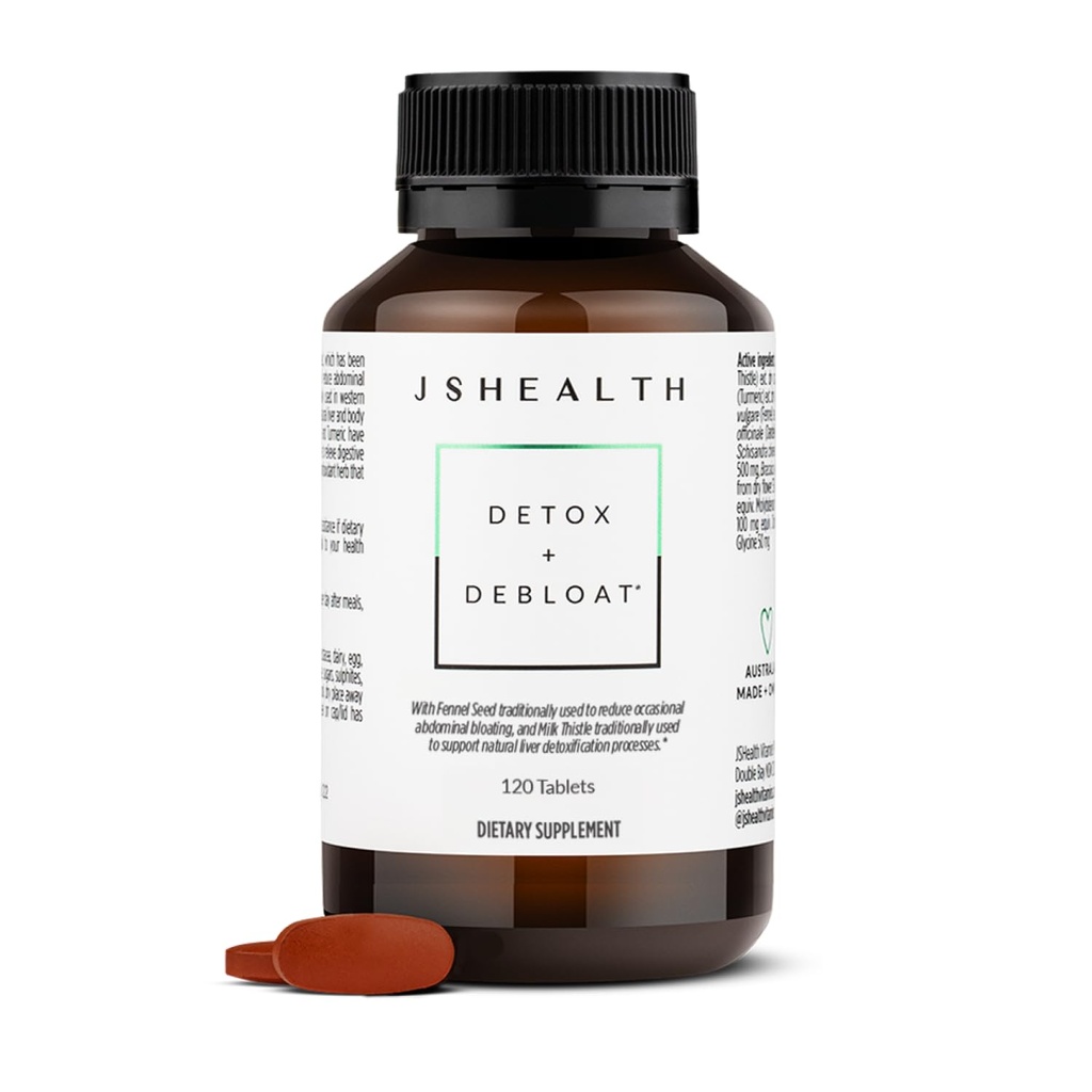 JSHealthi vitamiinid Detox ja Debloat Maksa tervise valem | Maksa detox pillid | Piimaohaka, kurkumi, apteegitill | Maksa puhastuslisand (120 tabletti)
