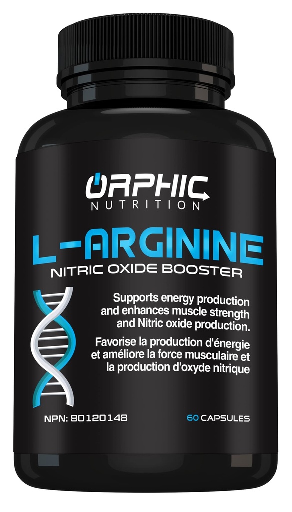 ORPHIC TOITAINE L Arginiini täiendus meestele 1000 mg + - 60 kapslit - L tsitrulliin ja lämmastikoksiidi lisand, et toetada lihaste tervist, treeningu vastupidavust, vaskulaarsust, südame tervist, energia taset *