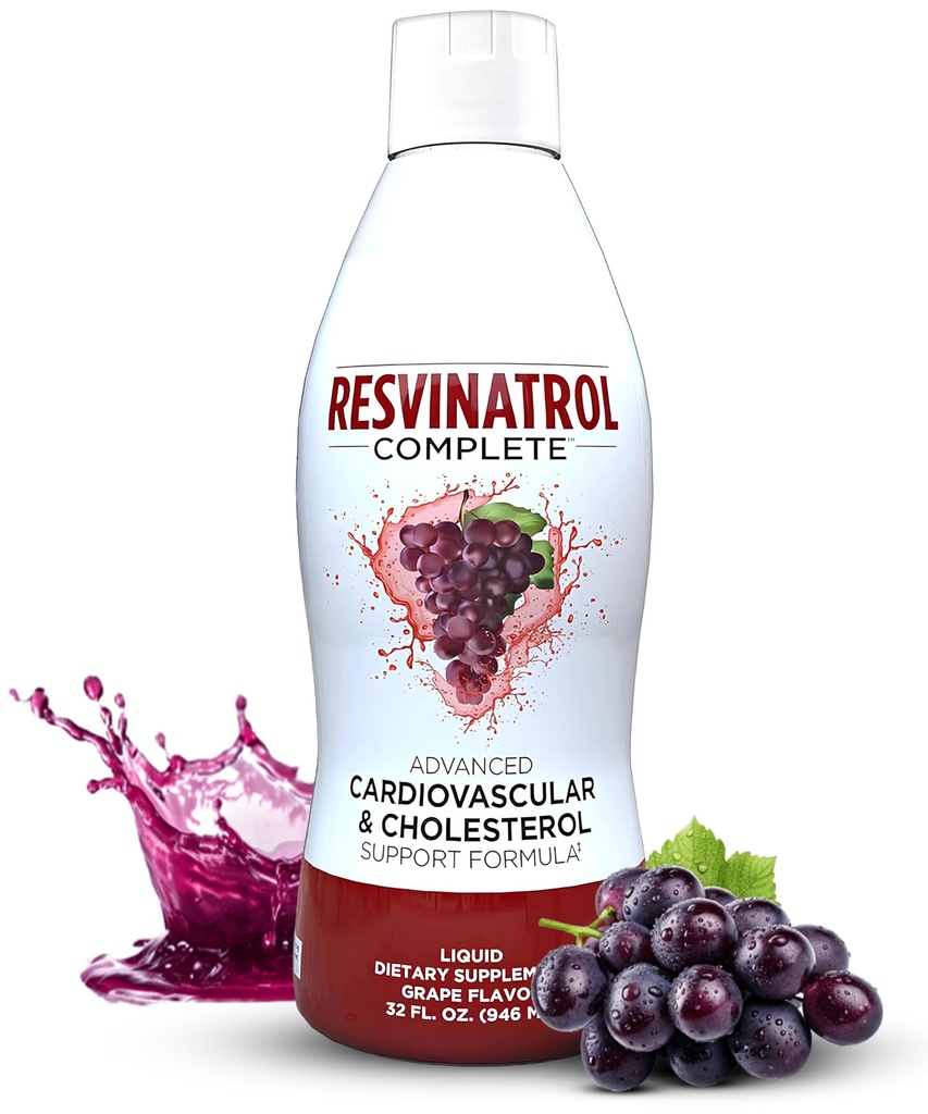 32 Fl. Oz. Advanced Vedel Kardiovaskulaarne Ja Kolesterooli Toetus Valem – Vedel Resveratrooli Täiendus Edendab Tervislikku Vananemist, Südame Tervist Ja Energiat