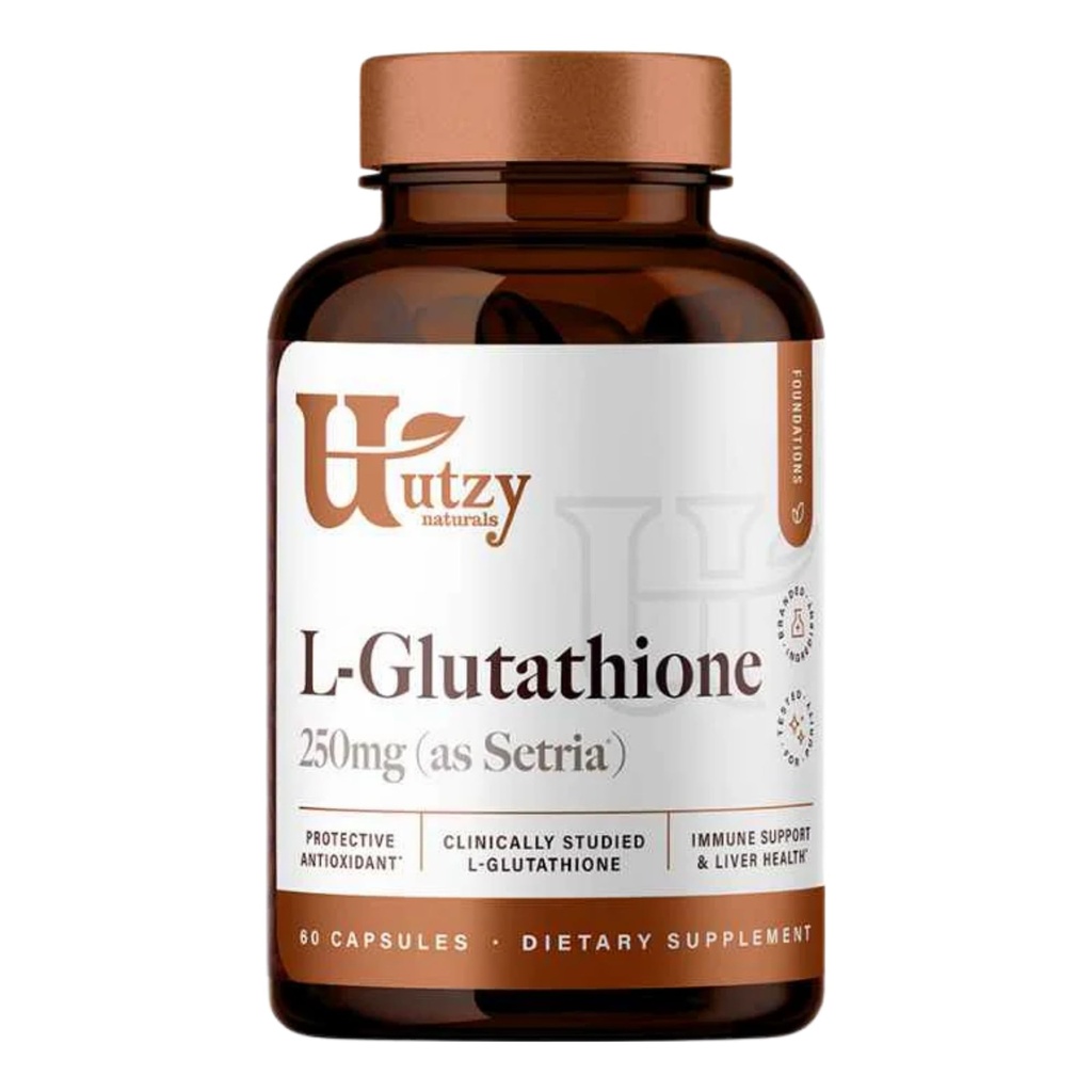 Utzy Naturals L-Glutatioon | Immune Health & Antioxidant Support | Setria® 250mg vähendatud vorm Glutatioon | Kõrge imendumine | Valmistatud USAs | 60 kapslit