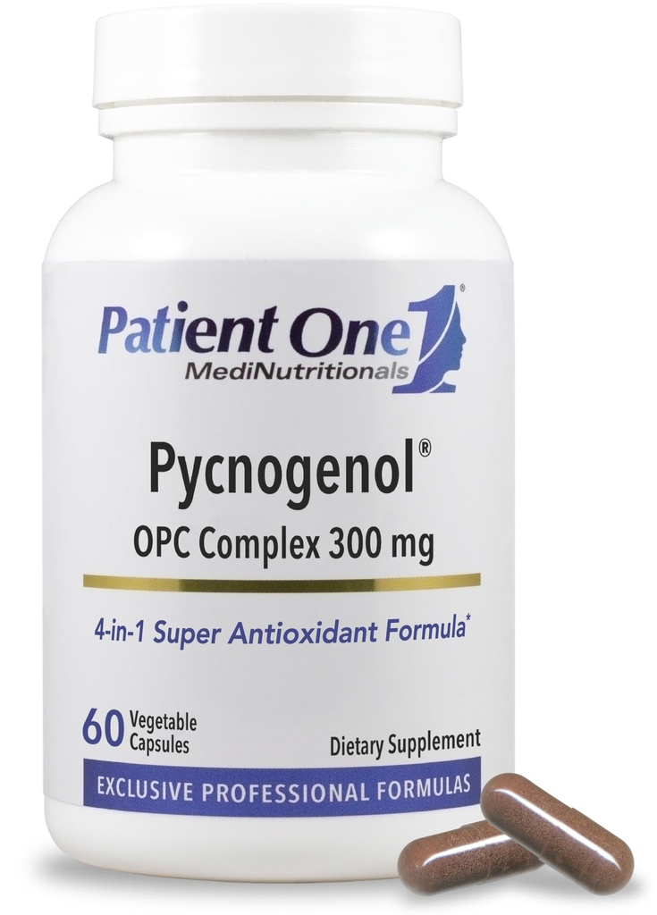 Patsient Üks Pycnogenol OPC kompleks 300mg | Vaskulaarse tervise ja tervisliku vananemise toetamine * | Prantsuse meremännikoor ja veel | 60 kapslit