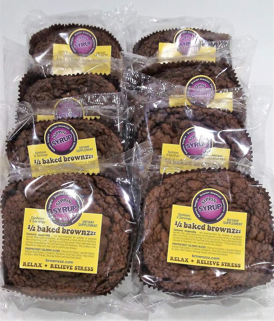 1/2 Küpsetatud Brownzzz - Lõdvestu ja leevenda stressi - Qty. 8 kastis - toidulisand kummeli, lavendli, Valeriani, naistepuna ja muuga (8)