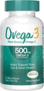 OVEGA-3 Taimepõhine Omega-3 alates Algal Oil Daily Supplement, 500mg, toetab aju, silmade ja südame tervist, kaks mini softgels päevas, 60 Count