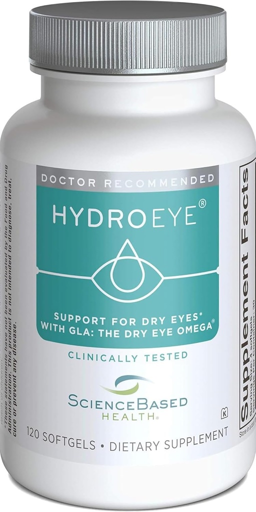 Hydro-Eye Softgels - Dry Eye Relief - Funktsioonid GLA, EPA, DHA ja muud peamised toitained - 120 Count