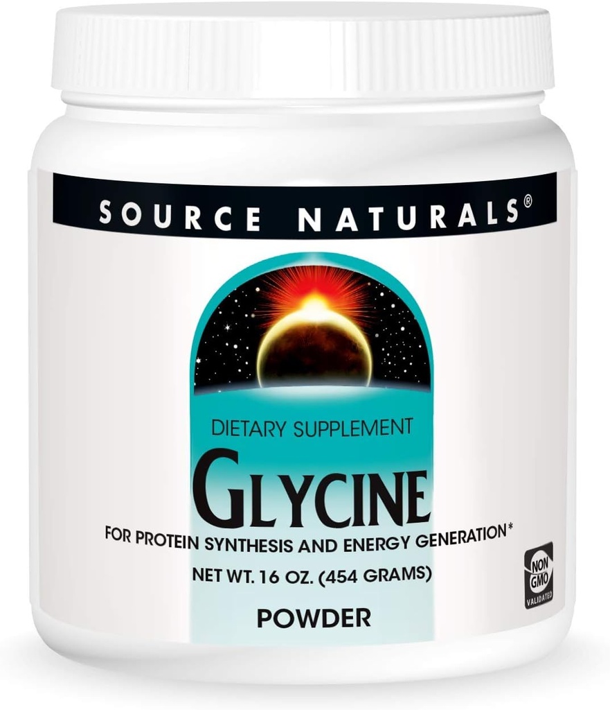 Allikas Naturals Glycine, valgu süsteesi ja energia tootmise *, 454 Grams - 16 oz pulber
