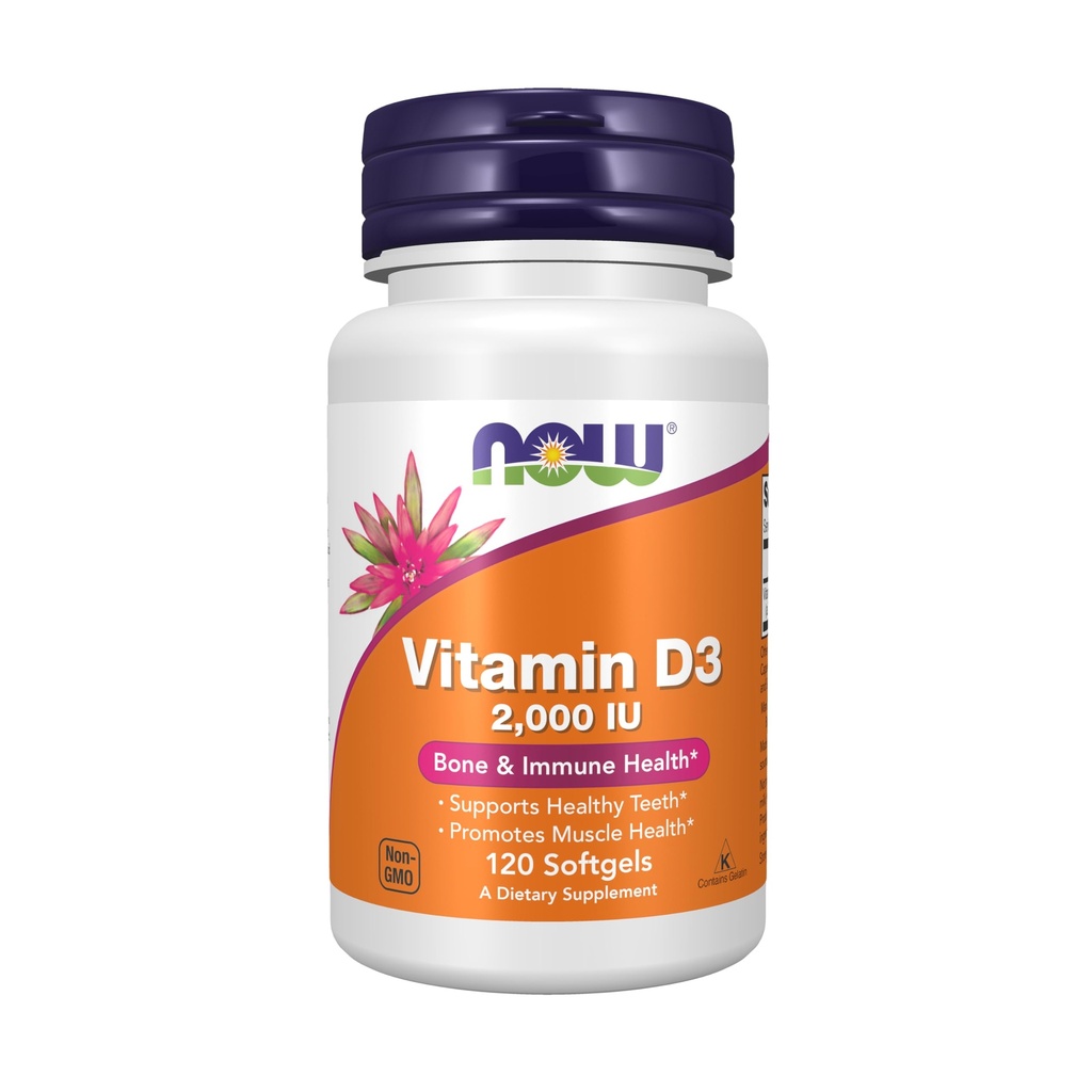 NOW Foods Supplements, Vitamiin D-3 2000 RÜ, kõrge potentsi, struktuurne tugi *, 120 Softgels
