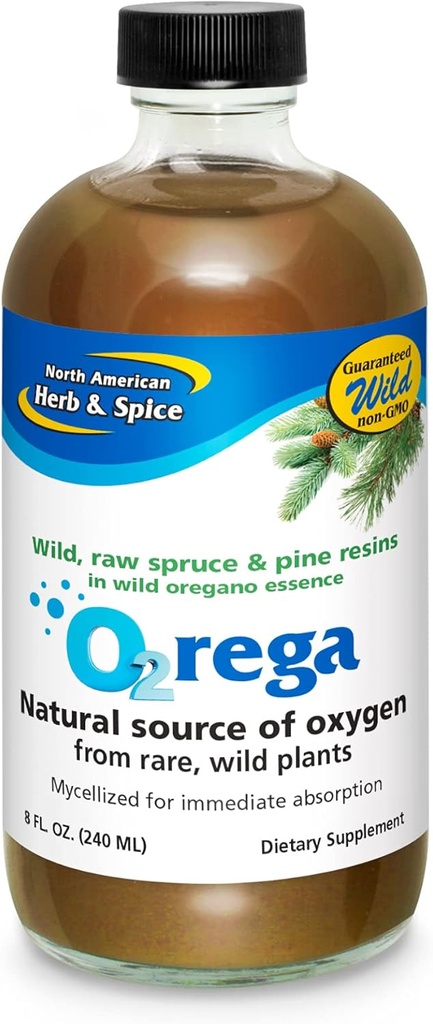 PÕHJA-AMEERIKA HERB & SPICE O2rega - 8 oz - looduslik hapnikuallikas - toetab energia taset - P73 Oregano, kuusk ja mänd - Mütseliseeritud maksimaalse imendumise jaoks - mitte-GMO - 16 serveerimist