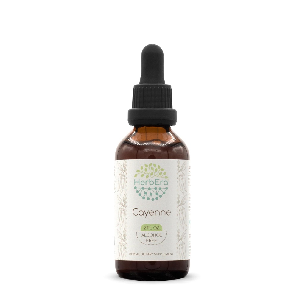 HerbEra Cayenne B60 Alkoholivaba taimeekstrakti tinktuur, kontsentreeritud vedelik tilgad Looduslik Cayenne (Capsicum annuum) 2 fl oz
