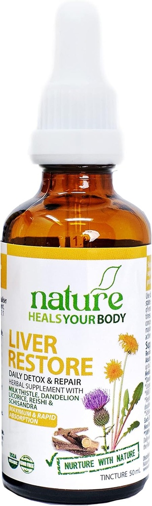 Maksa taastamine - Taimne tinktuur - Maksatoetuse ja detoksi jaoks - Piimaohakas | Dandelion | Lagrits | Reishi | Schisandra – Mahetaimed (50 ml 1 pakend)