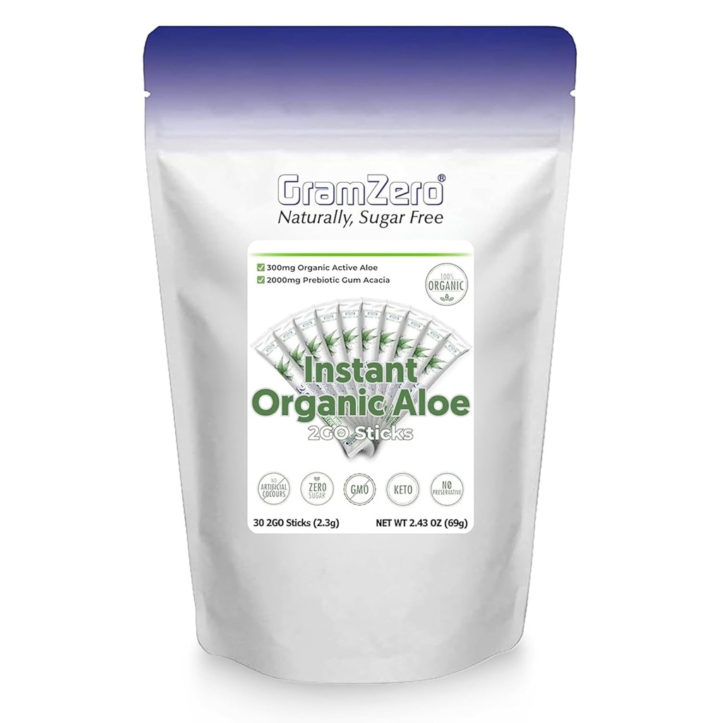 GramZero 2GO pulgad - orgaaniline aaloe: maitsestamata, suurepärane toitumisklubi laaditud tee